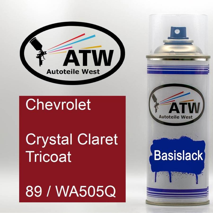 Chevrolet, Crystal Claret Tricoat, 89 / WA505Q: 400ml Sprühdose, von ATW Autoteile West.